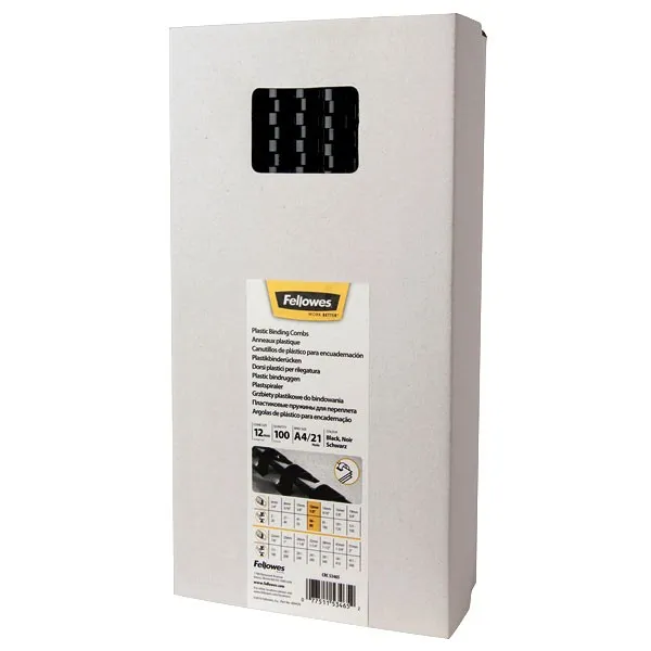 Пластиковые пружины Fellowes 12 мм. Цвет: черный, 100 шт (арт. FS-53465)