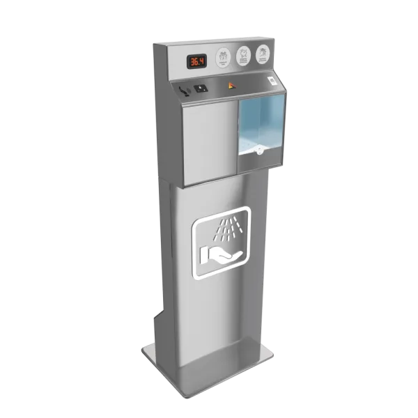 Бесконтактный напольный дезинфектор для рук BM Sanitar с бесконтактным термометром. Объем бака: 3 литра (арт. )