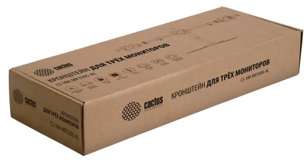 Кронштейн для трех мониторов Cactus черный 15″-24″ макс.8кг настольный наклон (арт. CS-VM-MP330S-BK)