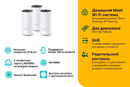Точка доступа TP-Link Deco M4(3-pack) (арт. Deco M4(3-pack))