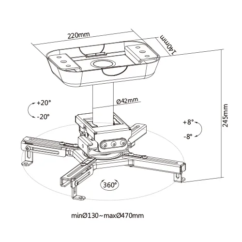 Крепеж для проектора телескопический FIX PRB-20-02S (арт. PRB-20-02S)