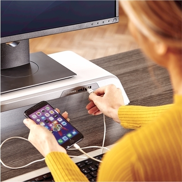 Премиальная подставка для монитора Fellowes Hana™, белая (арт. FS-80642)