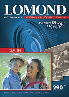 Фотобумага Lomond Photo Paper Satin Bright, A4, 290 г/м2, 20 листов (арт. 1108200)