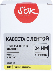 Кассета с лентой Sakura Printing TZE651 (черный, 24мм/8м) (арт. SLTZE-651)
