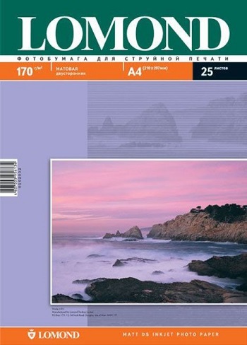 Фотобумага Lomond Matt Photo Paper, A4, 170 г/м2, 25 листов (арт. 0102032)