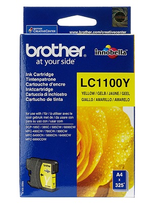 Картридж Brother LC-1100Y для DCP-385C, DCP-6690CW, MFC-990CW желтый (Yellow), 325 стр. (5% заполнение) (арт. LC1100Y)