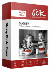Фотобумага Sakura Printing глянцевая, А6, 180 г/м², 50 листов (арт. SA6180050G)