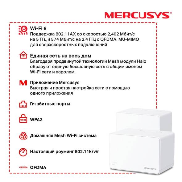 Mesh-система Mercusys Halo H80X(2-pack) (арт. Halo H80X(2-pack))