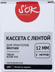 Кассета с лентой Sakura Printing TZE335 (белый, 12мм/8м) (арт. SLTZE-335)