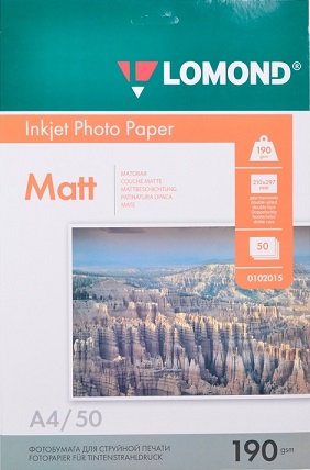 Фотобумага Lomond Matt Photo Paper, А4, 190 г/м2, 50 листов (арт. 0102015)