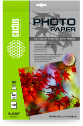 Фотобумага Cactus A4, 180 г/м², 100 л, белая глянцевая для струйной печати (арт. CS-GA4180100)