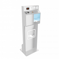 Бесконтактный напольный дезинфектор для рук BM Sanitar с бесконтактным термометром. Объем бака: 3 литра