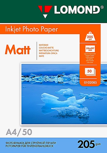 Фотобумага Lomond Matt Photo Paper, А4, 205 г/м2, 50 листов (арт. 0102085)
