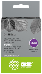 Ленточный картридж Cactus TZe-232 черный (арт. CS-TZE232)