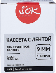 Кассета с лентой Sakura Printing TZE325 (белый, 9мм/8м) (арт. SLTZE-325)