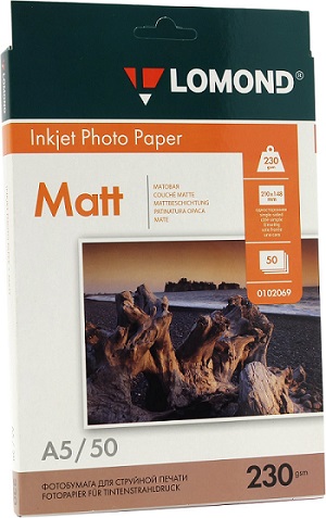 Фотобумага Lomond Matt Photo Paper, А5, 230 г/м2, 50 листов (арт. 0102069)