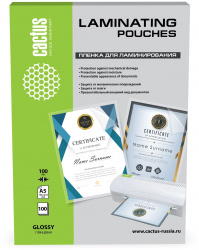 Пленка для ламинирования Cactus (100 мкм, A5, 154x216 мм) (арт. CS-LPGA5100100)