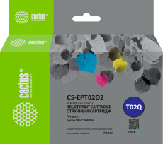 Картридж струйный Cactus (T02Q) голубой пигментный для Epson (660 мл) (арт. CS-EPT02Q2)