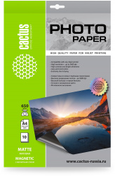 Фотобумага Cactus A4, 650 г/м², 10 л, белая матовая/магнитный слой для струйной печати (арт. CS-MMA465010)