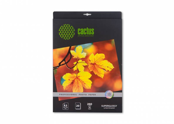 Фотобумага Cactus Prof A3/260г/м2/20л./белый глянцевое для струйной печати (арт. CS-HGA326020)