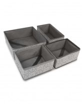 Набор коробов ГЕЛЕОС для хранения вещей, «Грей» / Серый, 26х26х8 / 20х16х8 / 20х16х8 / 26х14х8 см, 4 шт (арт. ГРЕ-22)