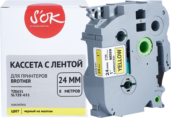 Кассета с лентой Sakura Printing TZE651 (черный, 24мм/8м) (арт. SLTZE-651)