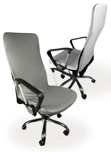 Чехол на компьютерное кресло ГЕЛЕОС 514М (размер М, кожа, серый) (арт. ГЧ00514М)