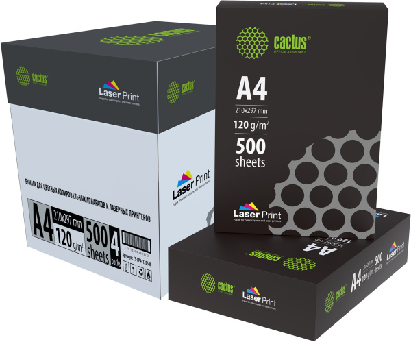 Бумага Cactus (A4, 120г/м2, 500л., белый, CIE 170%) (арт. CS-LPA4120500)