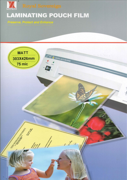 Пленка для ламинирования Royal Sovereign матовая, А3, 75мкм (38/17/20) (100 шт.) (арт. 1563)