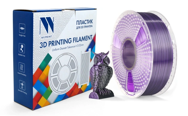 Филамент NVPRINT Silk PLA+ черный/пурпурный для 3D печати, диаметр 1.75мм, длина 330 метров, масса 1