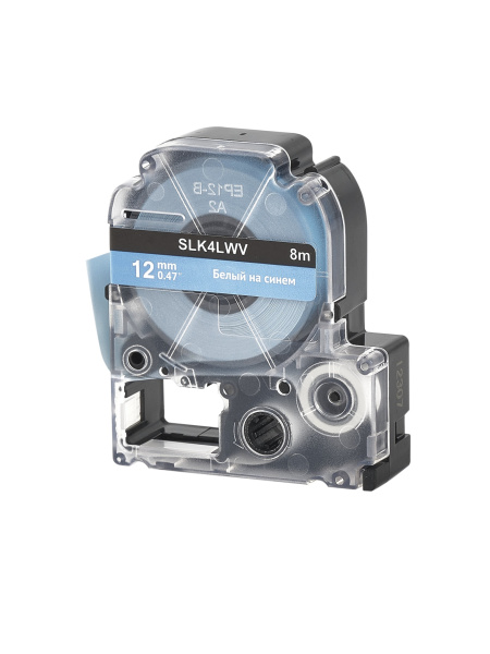 Кассета с лентой Sakura Printing K4LWV для Epson, белый на синем, 12мм/8м (арт. SLK4LWV)