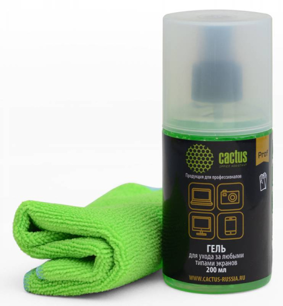 Чистящий набор Cactus для экранов и оптики блистер 1шт 25х25см 200мл (арт. CS-S3004BL)
