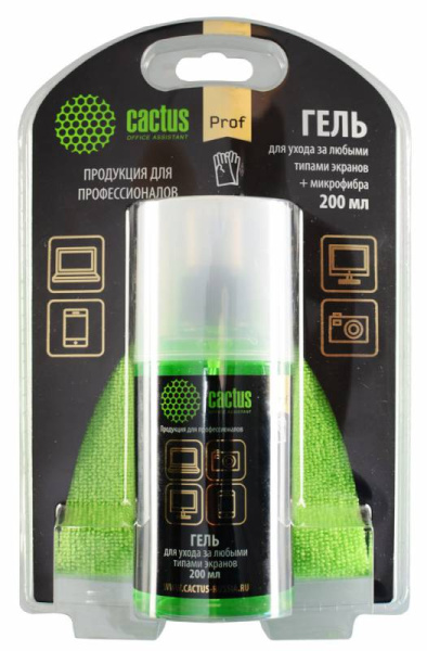 Чистящий набор Cactus для экранов и оптики блистер 1шт 25х25см 200мл (арт. CS-S3004BL)