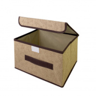 КОРОБ с крышкой для хранения ГЕЛЕОС Линен-16 (19х26,5х16 см) бежевый (арт. ЛИНЕН-16-БЖ)