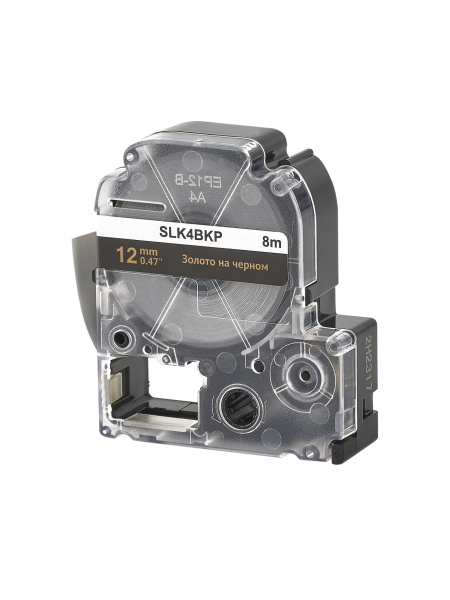 Кассета с лентой Sakura Printing K4BKP для Epson, золотой на черном, 12мм/8м (арт. SLK4BKP)