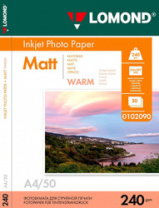 Фотобумага Lomond 240 г/м², односторонняя, матовая Warm, A4, 50 л. (арт. 0102090) Фотобумага Lomond 240 г/м², односторонняя, матовая Warm, A4, 50 л. (арт. 0102090)