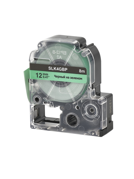 Кассета с лентой Sakura Printing K4GBP для Epson, черный на зеленом, 12мм/8м (арт. SLK4GBP)