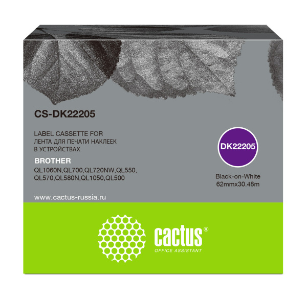 Картридж ленточный Cactus черный (арт. CS-DK22205)