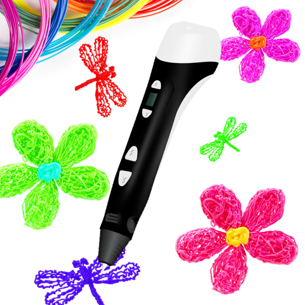 Ручка 3D Cactus PLA ABS LCD (черный) (арт. CS-3D-PEN-C-BK + CS-3D-PLA-12x10M)