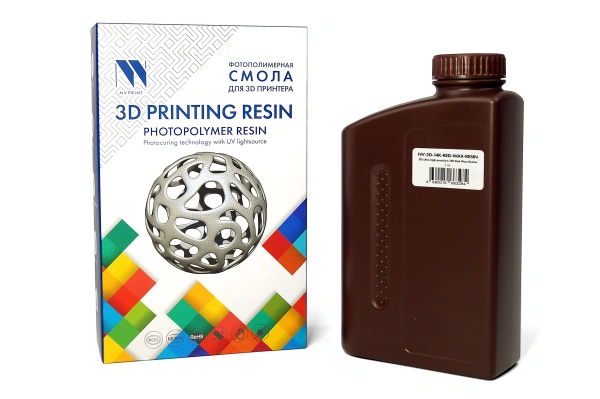 Фотополимерная смола NVPRINT высокой детализации 14K Wax Resin красный для 3D печати, 1 кг (бут.)