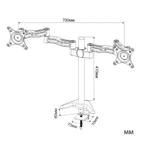 Кронштейн для двух мониторов Cactus черный 13″-27″ макс.10кг настольный поворот и наклон (арт. CS-VM-D29-BK)