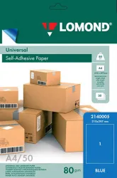Самоклеящаяся цветная бумага Lomond для этикеток, голубая, A4, неделенная (210 x 297 мм), 80 г/м², 50 л. (арт. 2140005)