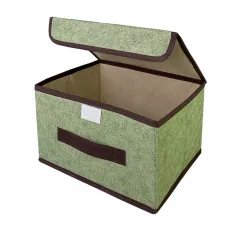 КОРОБ с крышкой для хранения ГЕЛЕОС Линен-16 (19х26,5х16 см) зеленый (арт. ЛИНЕН-16-ЗЛ)