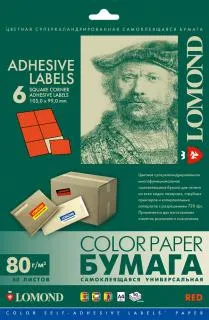 Бумага Lomond Самоклеящаяся бумага для этикеток A4, 6 шт. (105 x 99 мм), 80 г/м2, 50л (арт. 2110035)