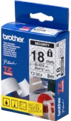 Наклейка ламинированная Brother (18 мм, черный на белом, секретная) (арт. TZSE4)