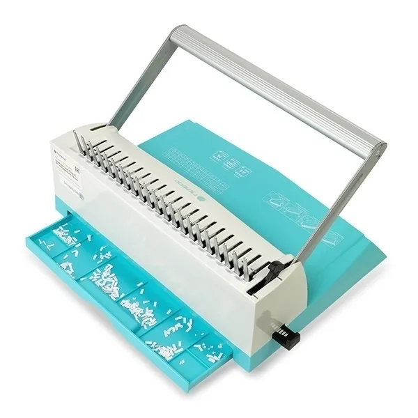 Переплетчик ГЕЛЕОС БП-16 бирюзово-белый на пластиковую пружину, А4 (арт. БП16пбб)