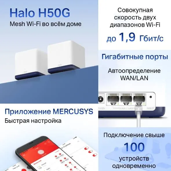 Mesh-система Mercusys Halo H50G(2-pack) (арт. Halo H50G(2-pack))