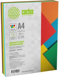 Бумага Cactus (A4, 80г/м2, 200л., радуга интенсив, 5 цветов) (арт. CS-CPC-A480200)