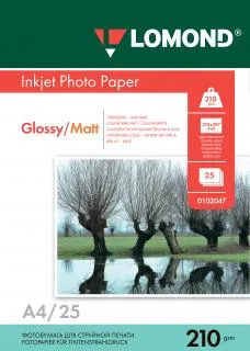 Фотобумага Lomond ФОТОБУМАГА ДЛЯ СТРУЙНОЙ ПЕЧАТИ, A4, 210 Г/М2, 25 ЛИСТОВ. (арт. 0102047)