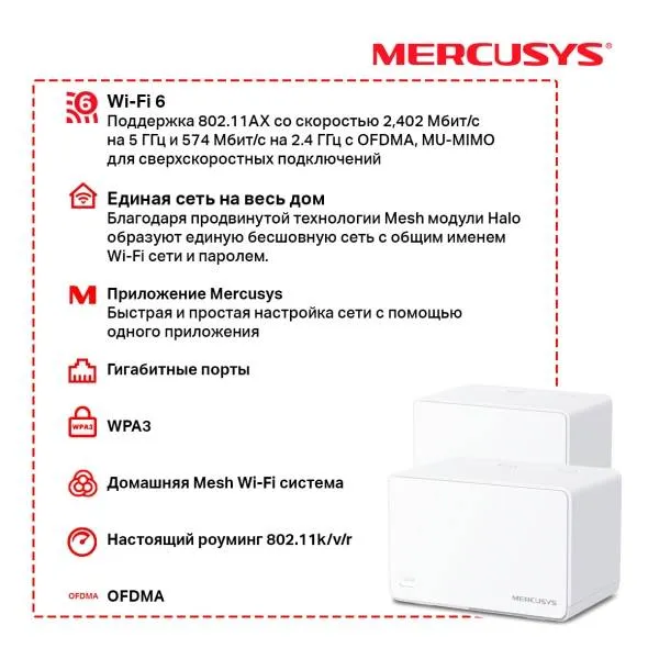Mesh-система Mercusys Halo H80X(2-pack) (арт. Halo H80X(2-pack))